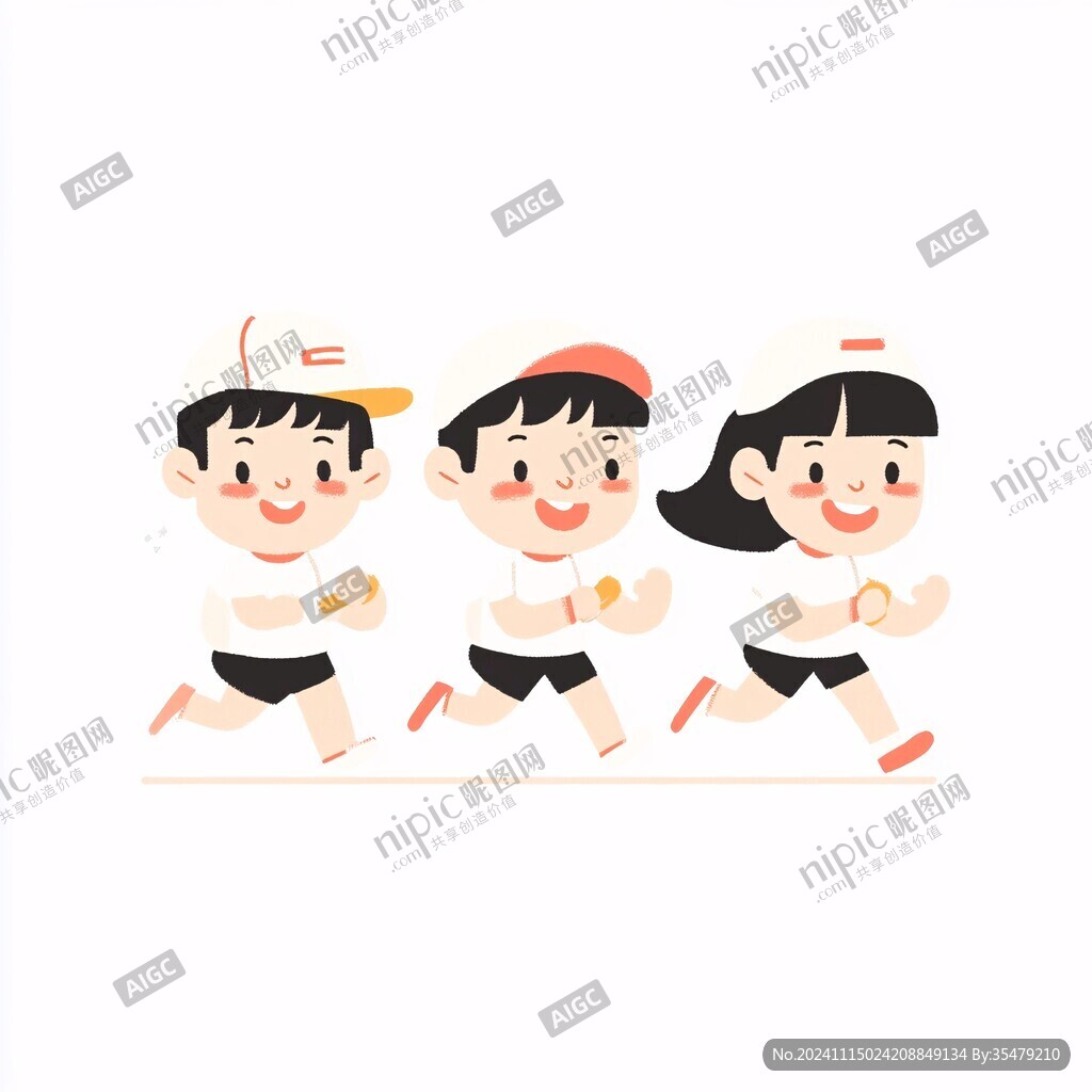 跑步的兒童插畫
