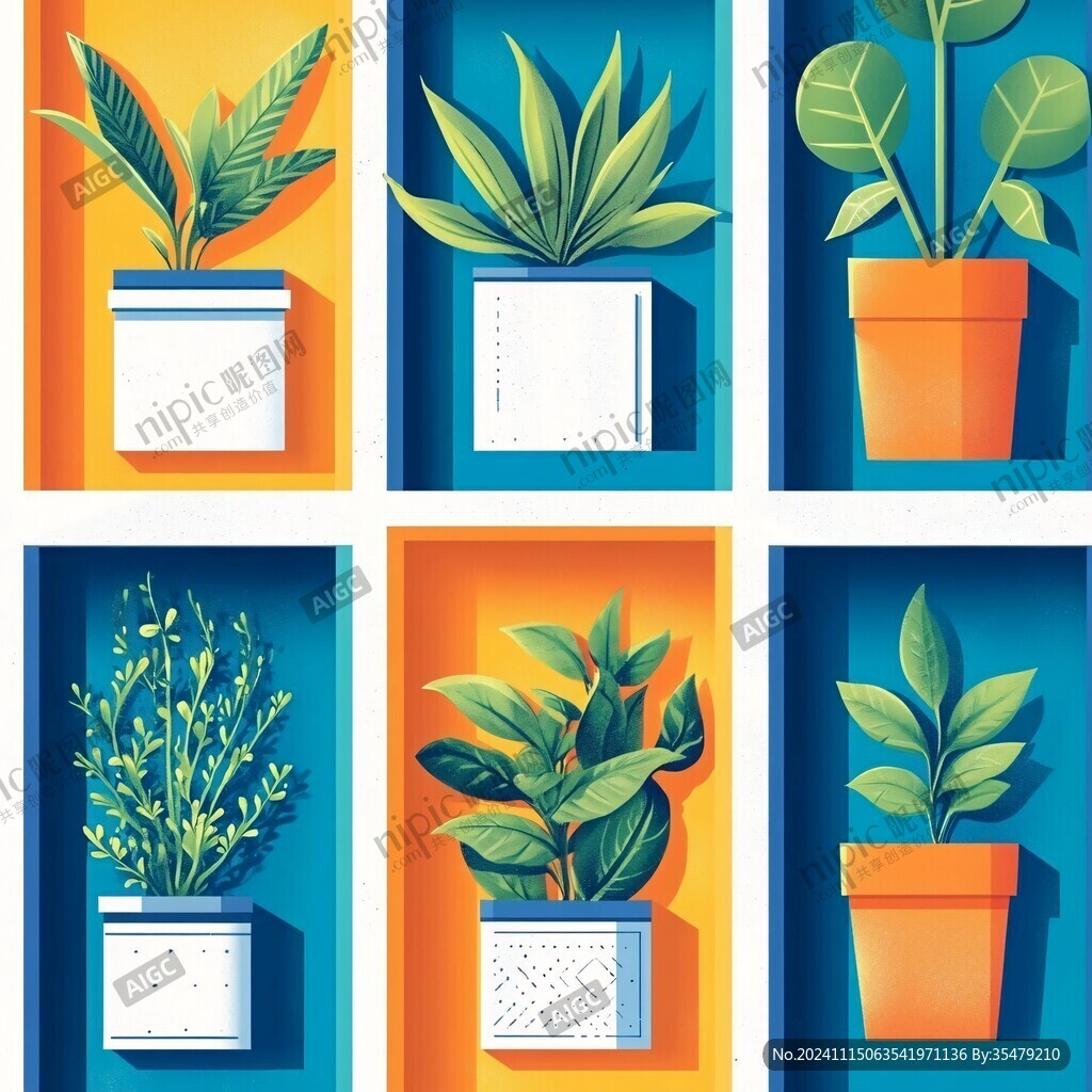 綠植盆栽插畫