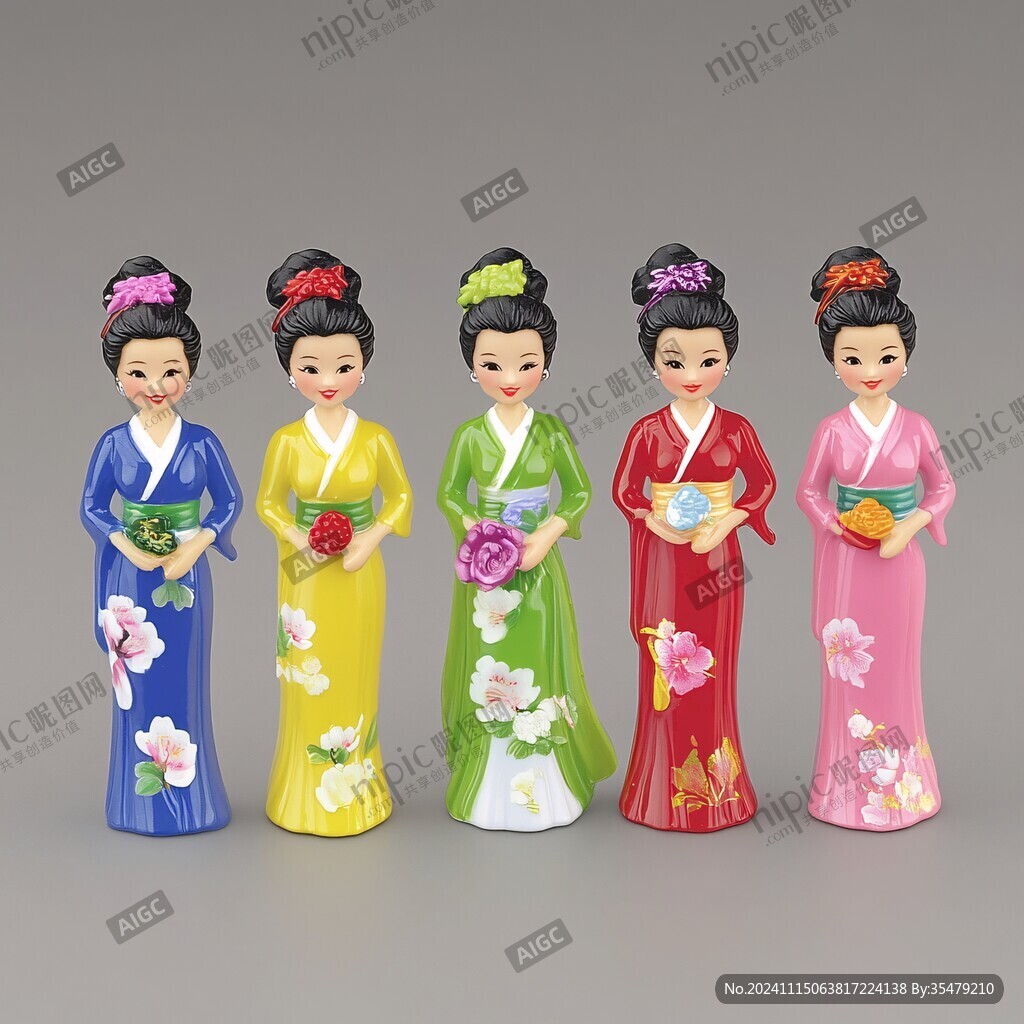 明代侍女服飾彩泥