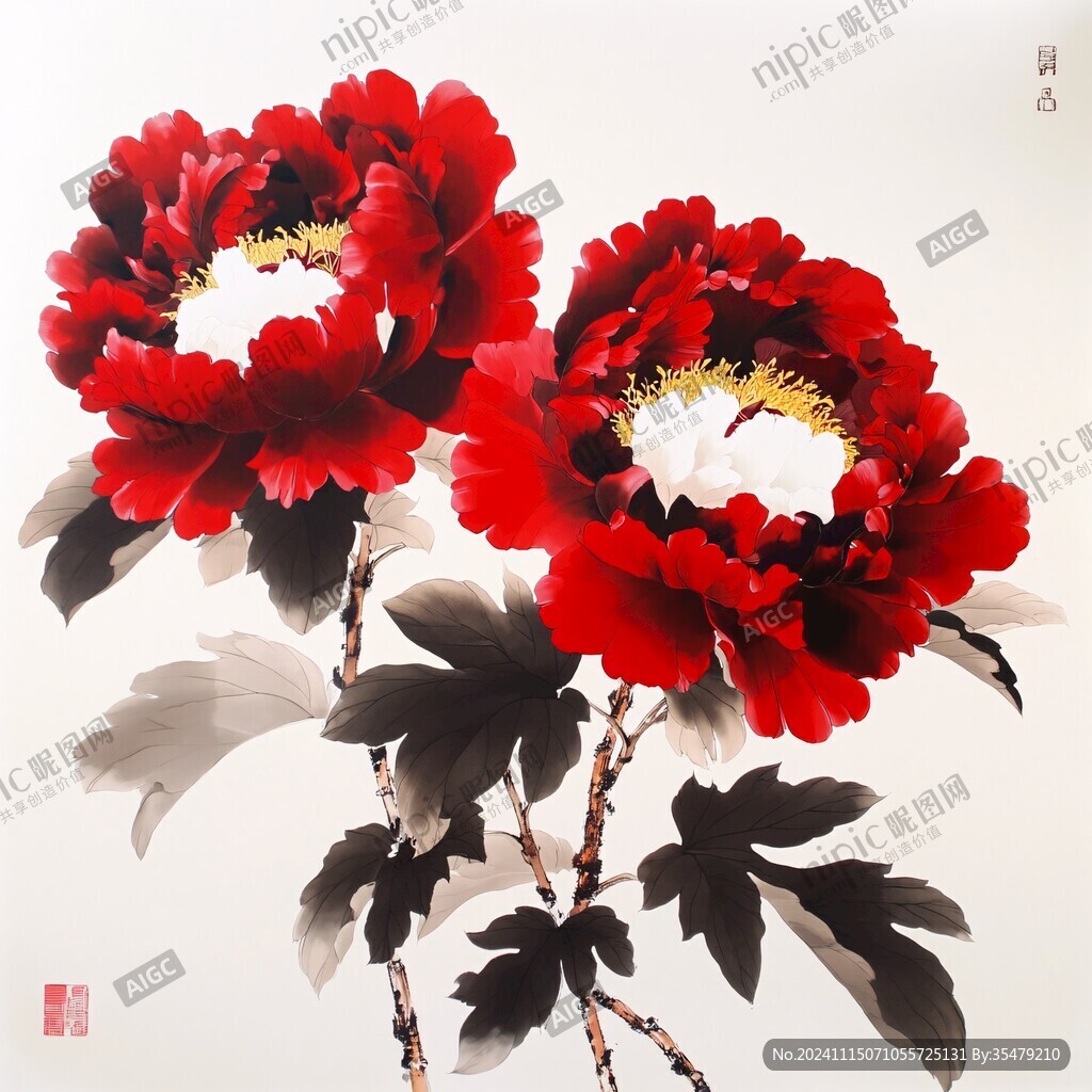 雙牡丹圖