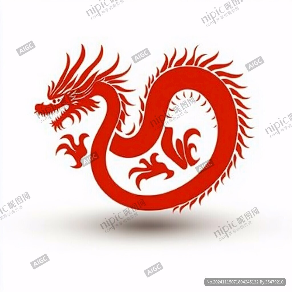 紅色中國風(fēng)龍手繪