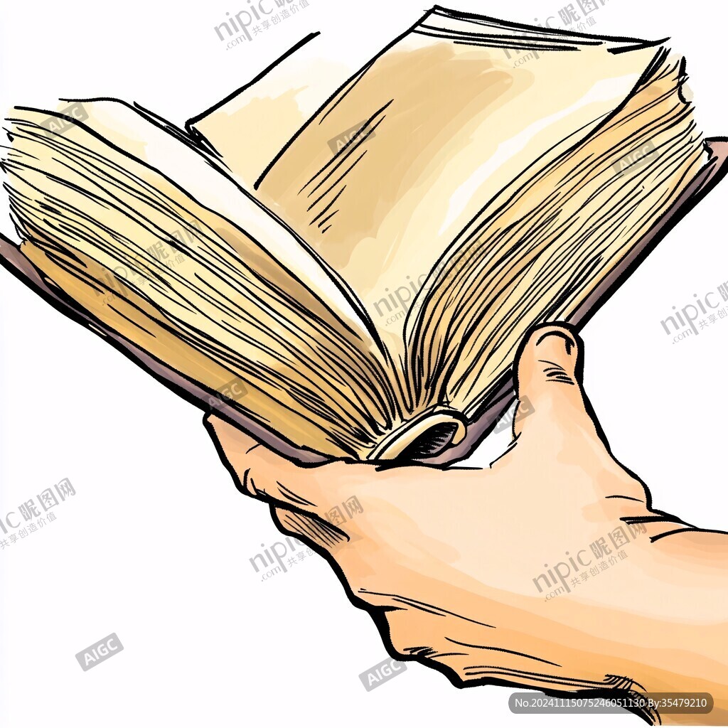 手繪素描書本圖書素材