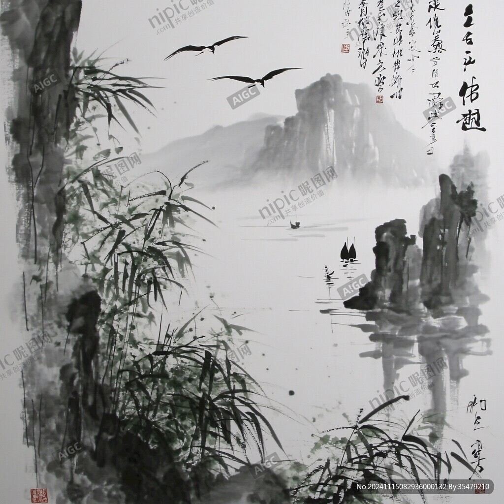 青竹風景畫