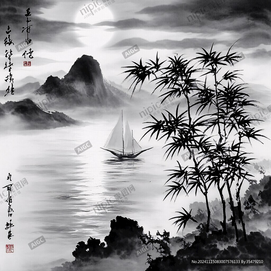 意境墨竹裝飾畫