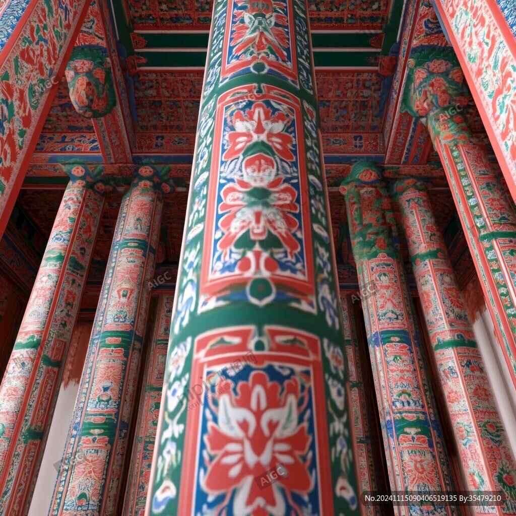 建筑橫梁額枋廊柱彩繪
