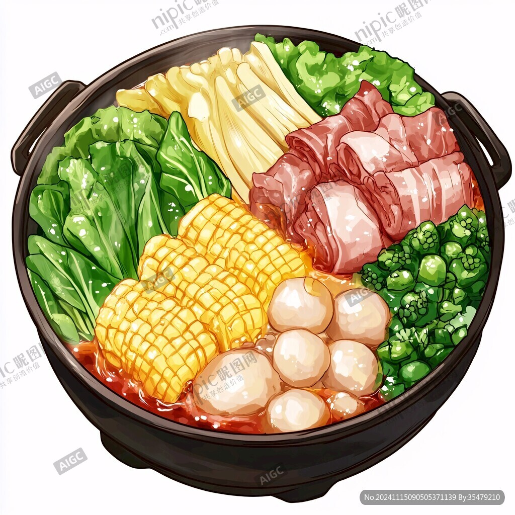 卡通火鍋食材