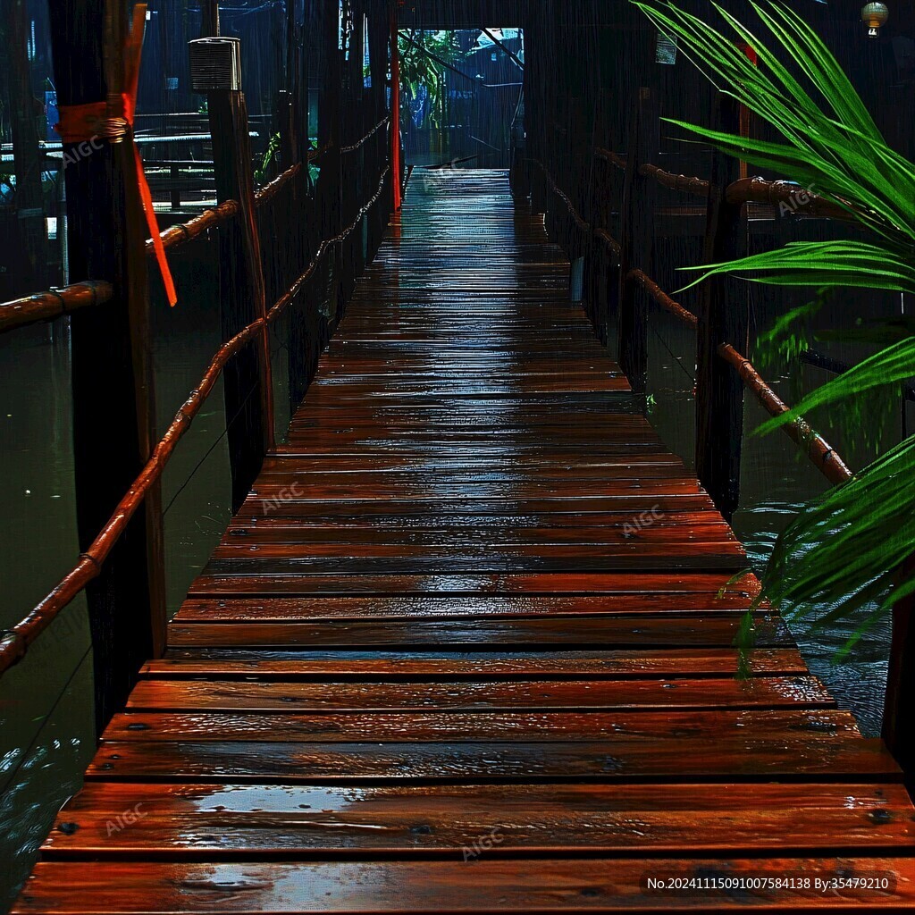 雨中木橋