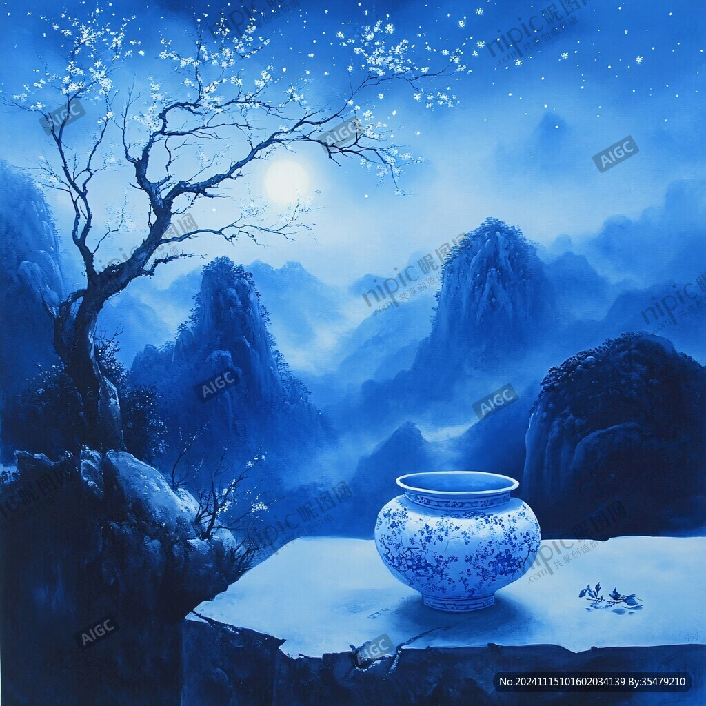 山水畫青花瓷