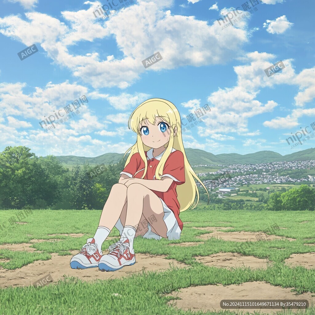 蹲在地上的女孩