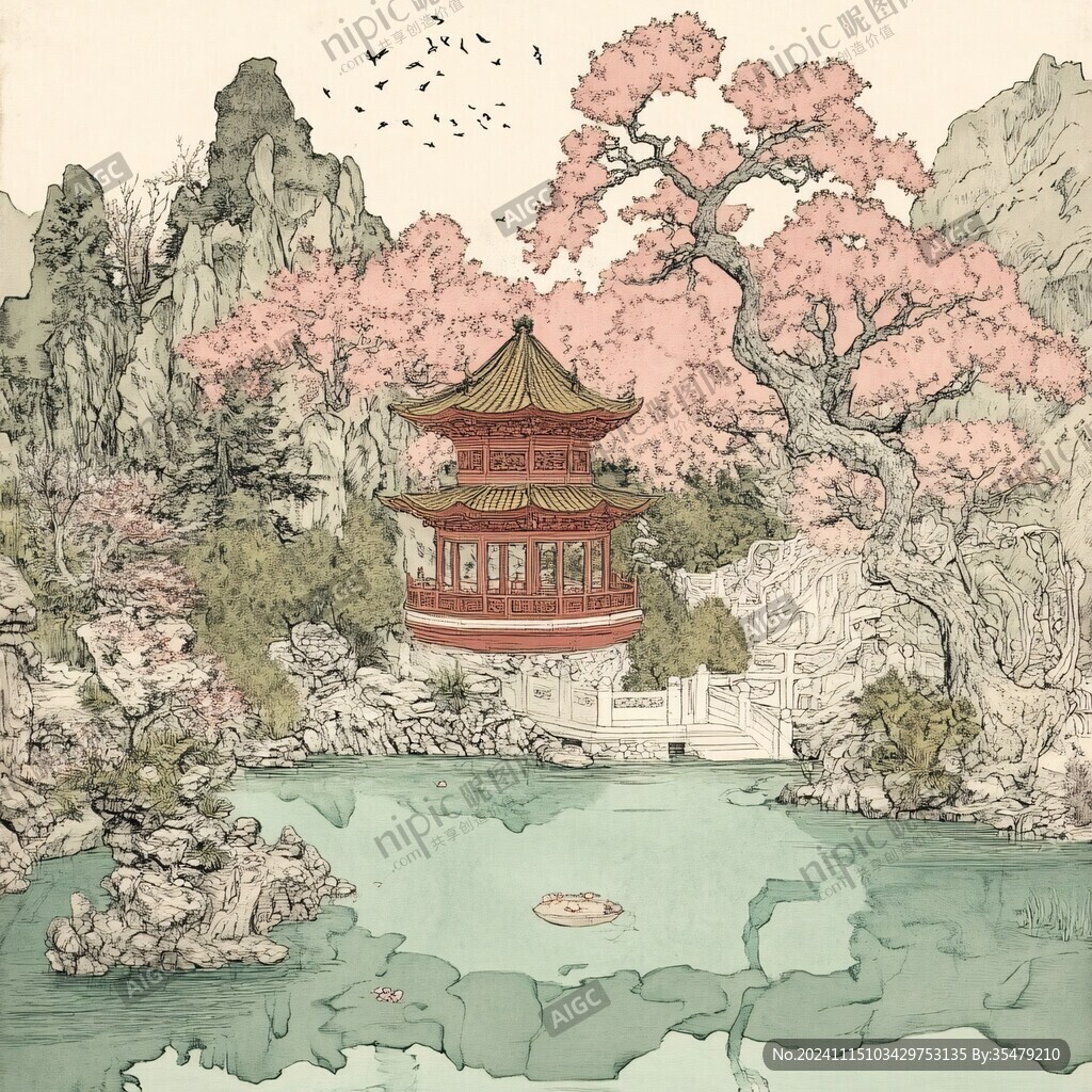 插畫愛晚亭