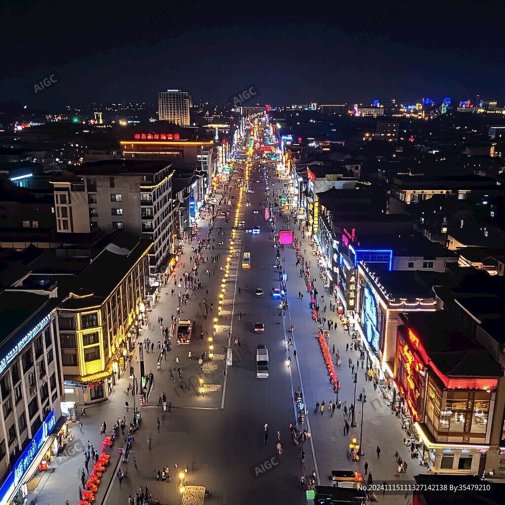 航拍秦準河夜景