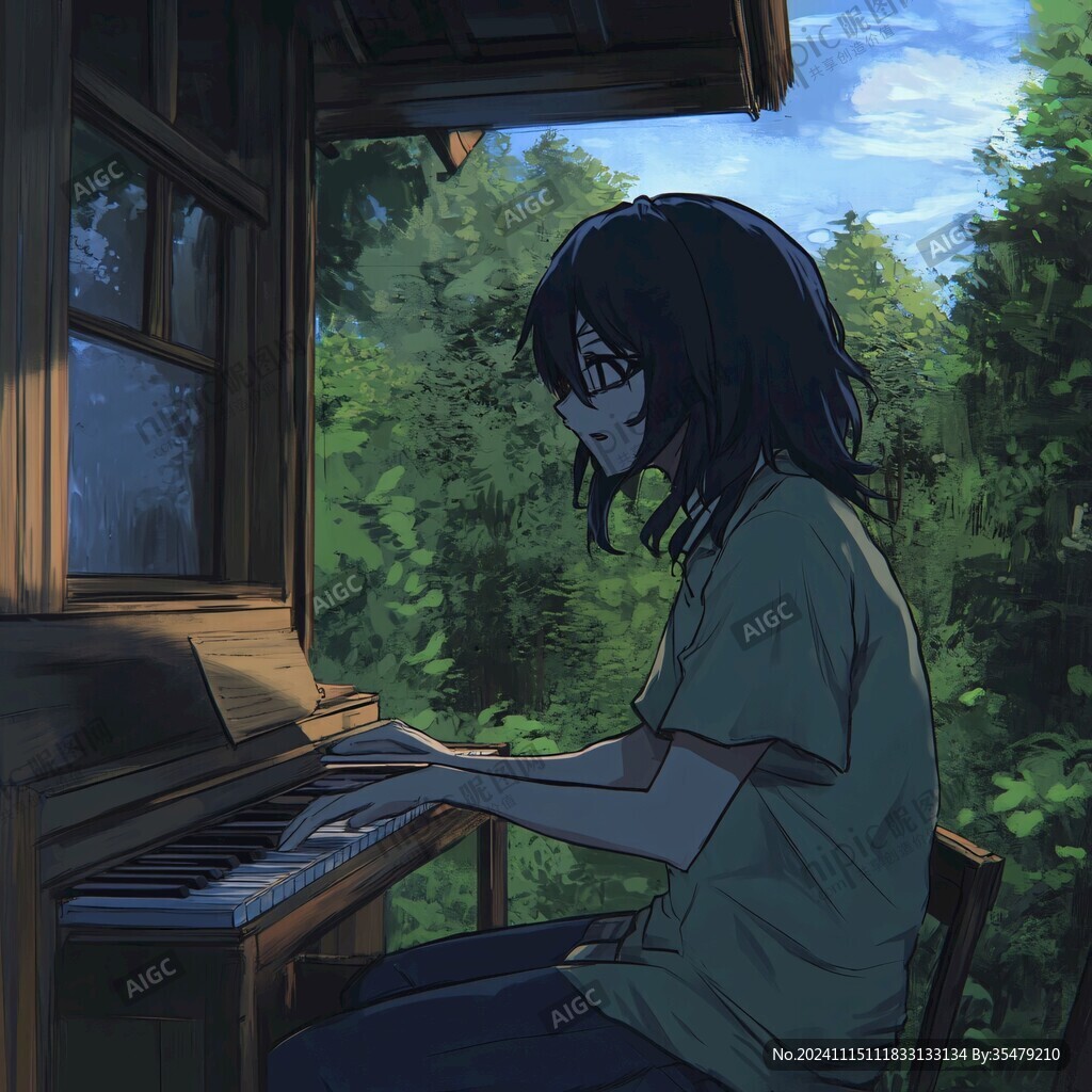 彈琴的少女