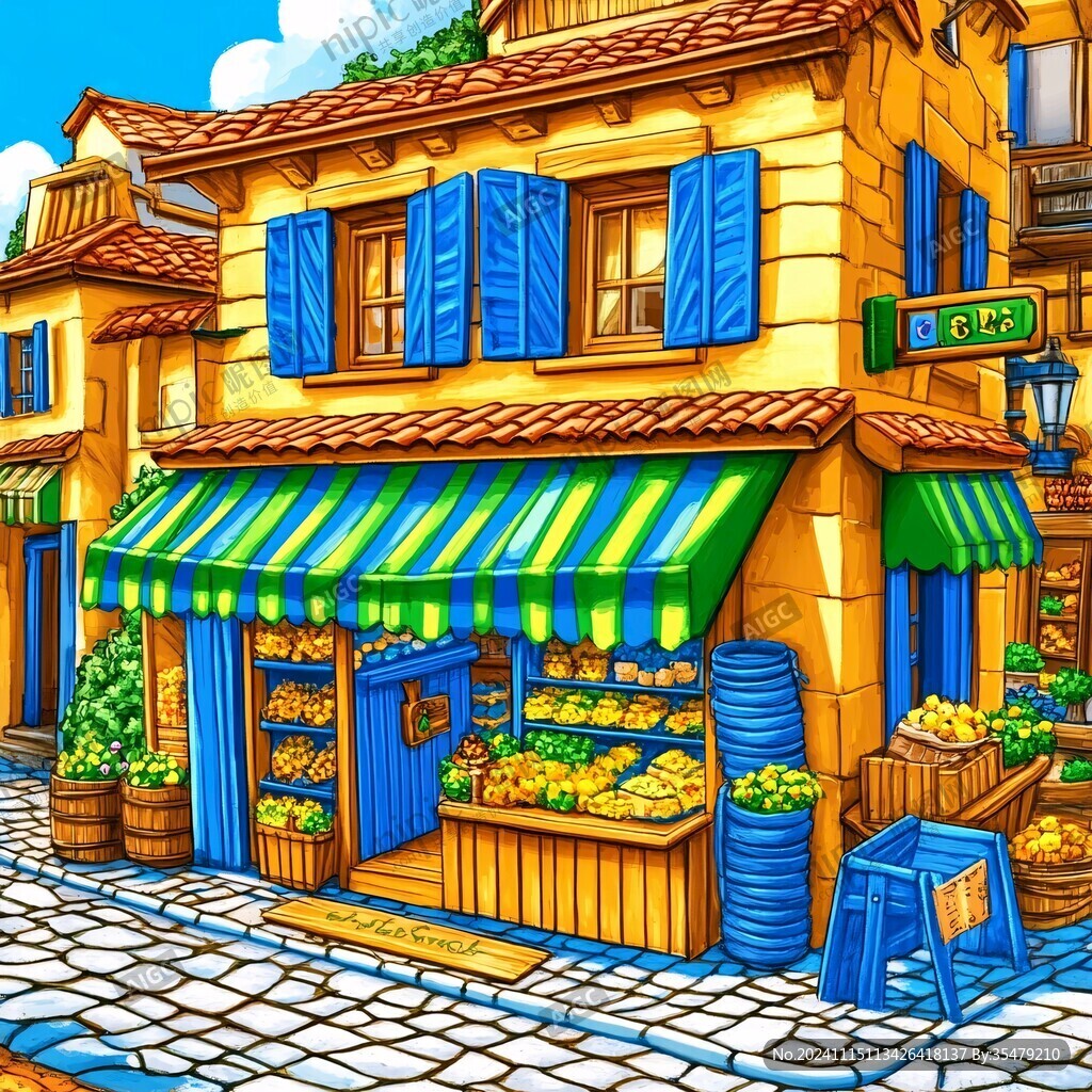 街邊小店插畫