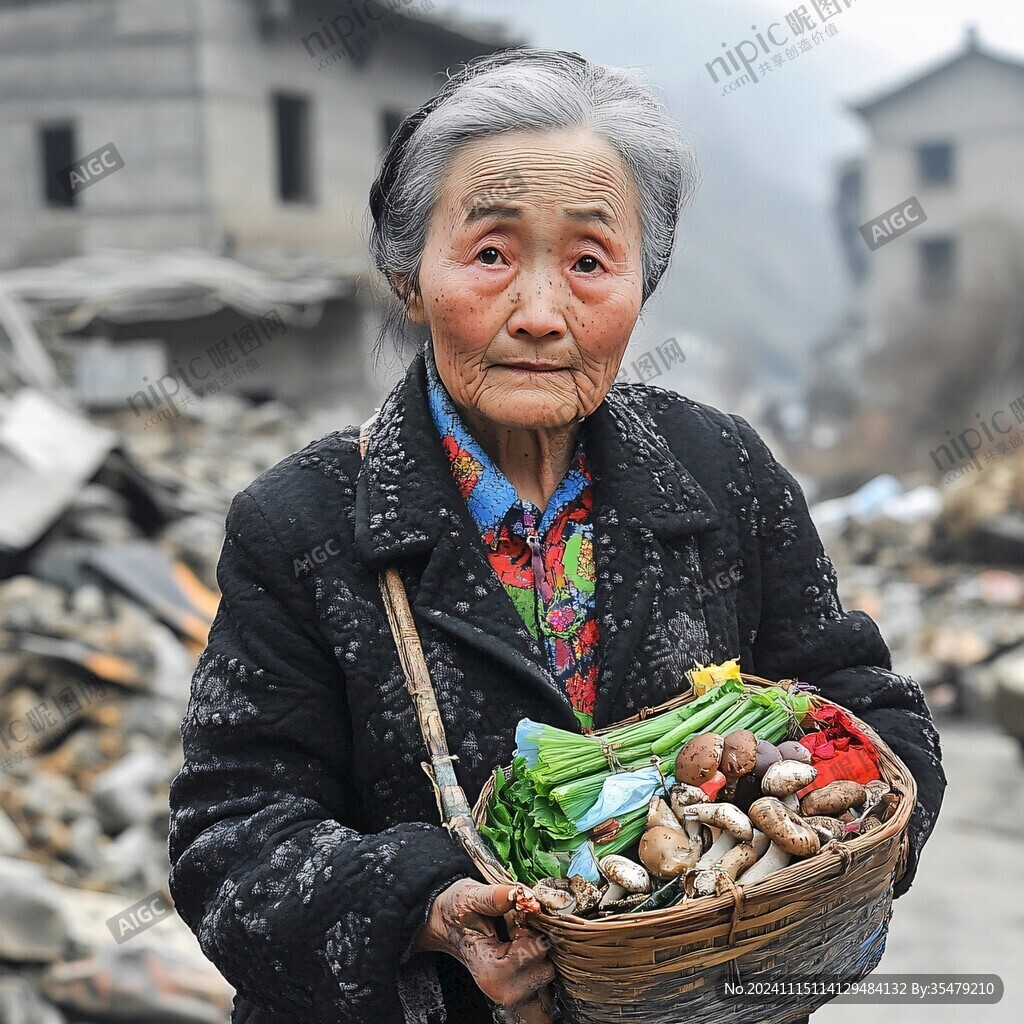 地震廢墟下的母親