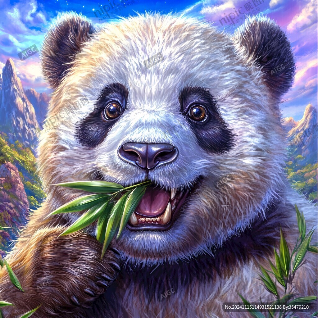 寫實熊貓插畫