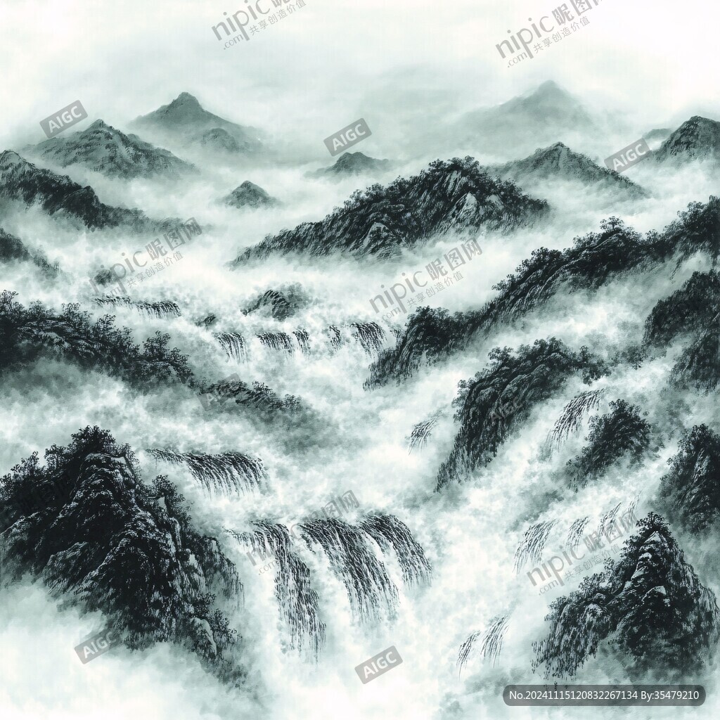 山水云霧藝術畫
