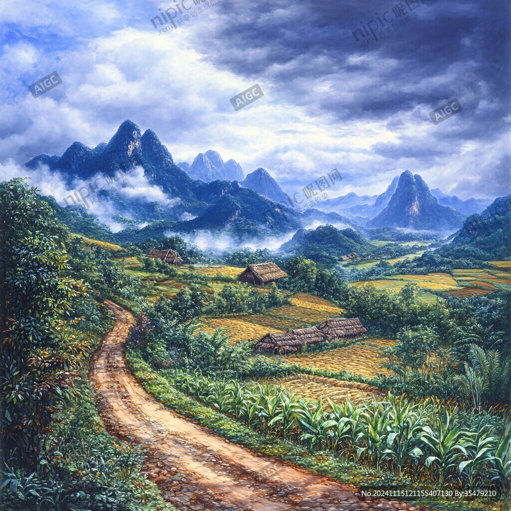 鄉間道路油畫
