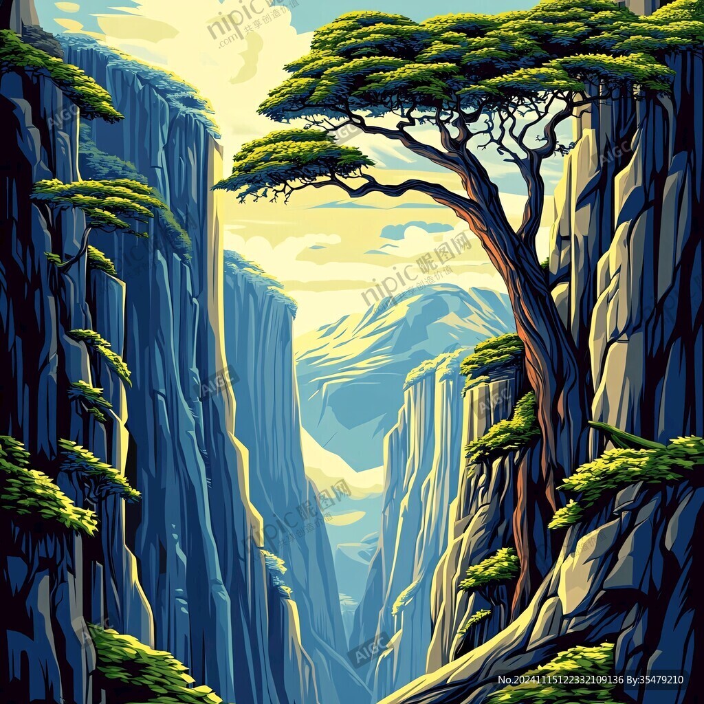 迎客松隔斷背景