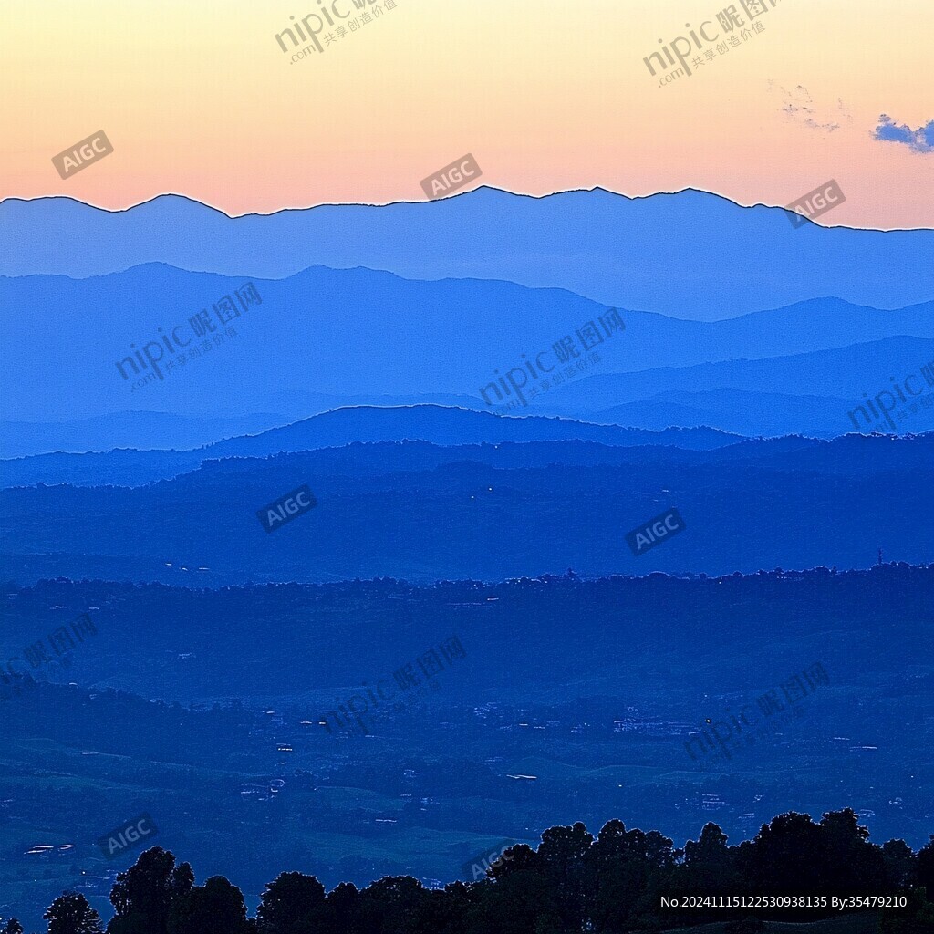 山丘風光暮色