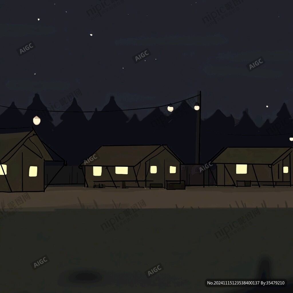 夜晚手繪插畫背景