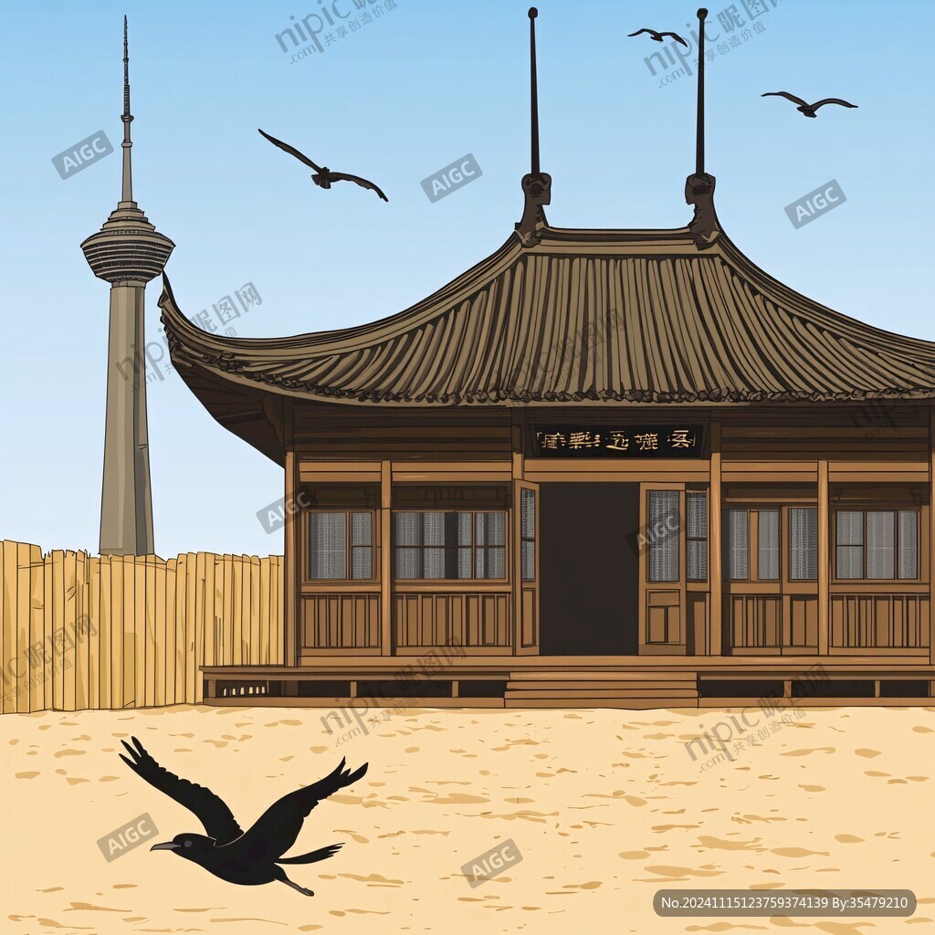 寧夏建筑插畫