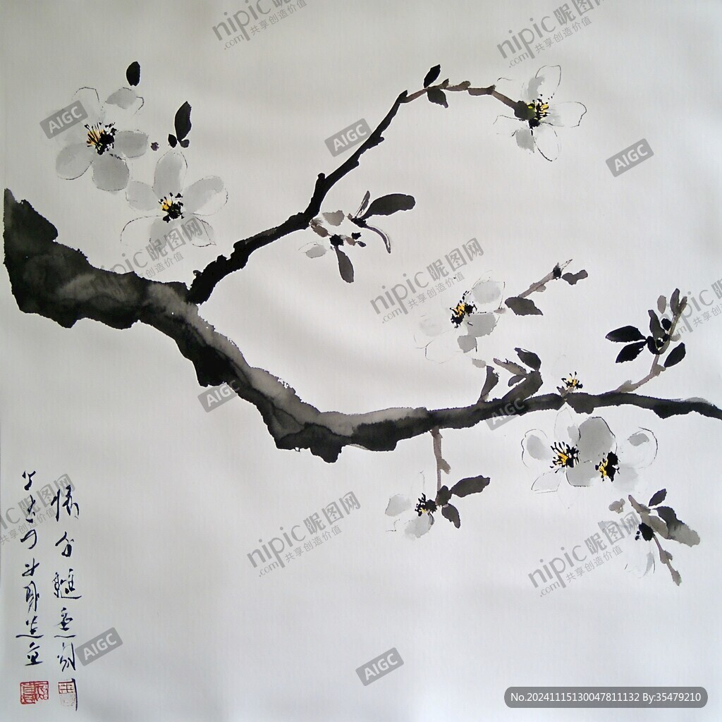 白梅工筆畫