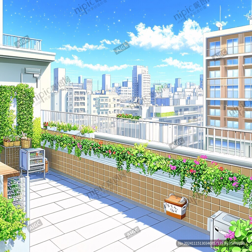 陽臺插畫