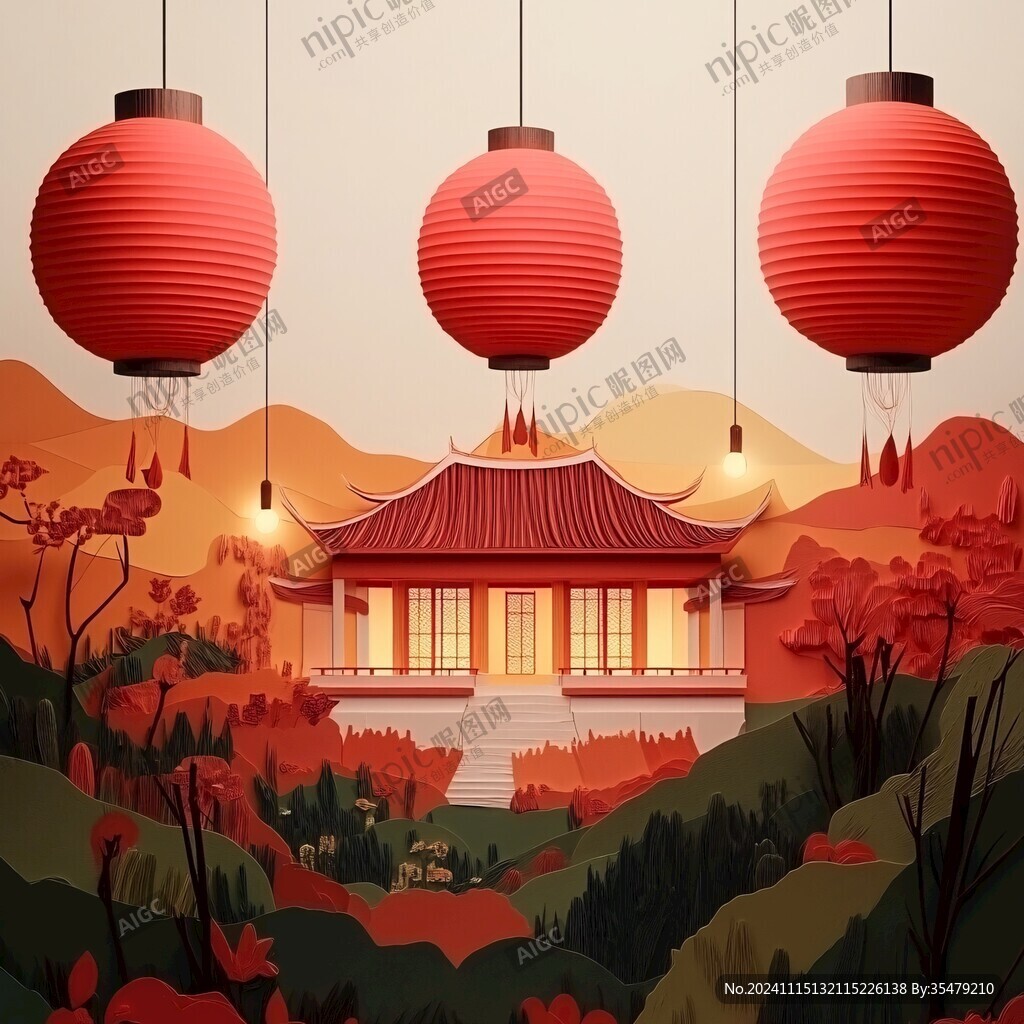 新國(guó)風(fēng)建筑插畫(huà)