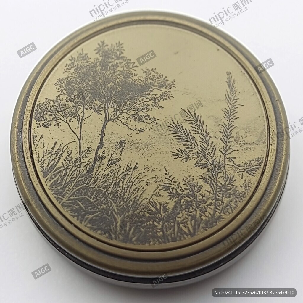 山水人物圓盒