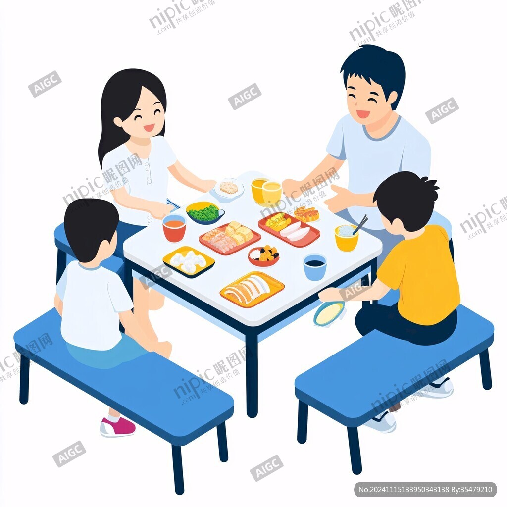 手繪一家人吃飯