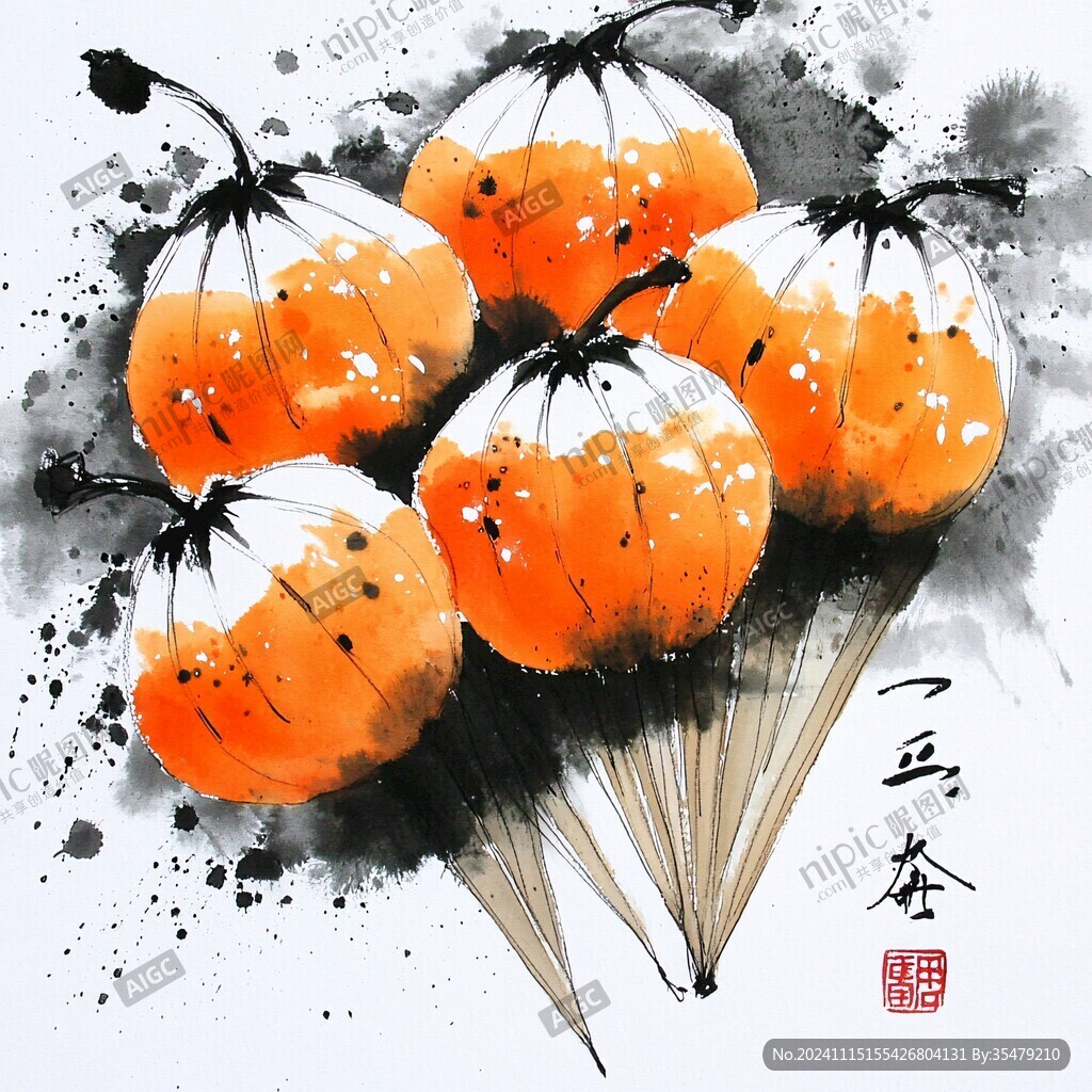 手繪柿果圖