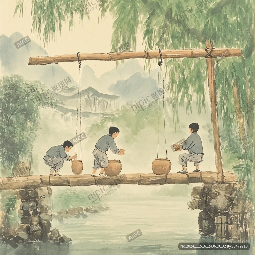 古代制茶插畫