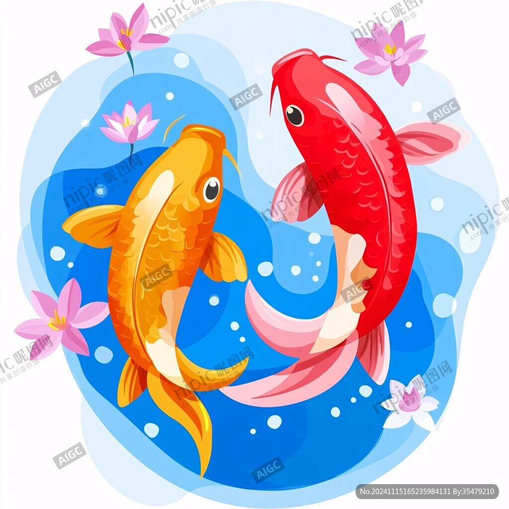 錦鯉鯉魚插畫