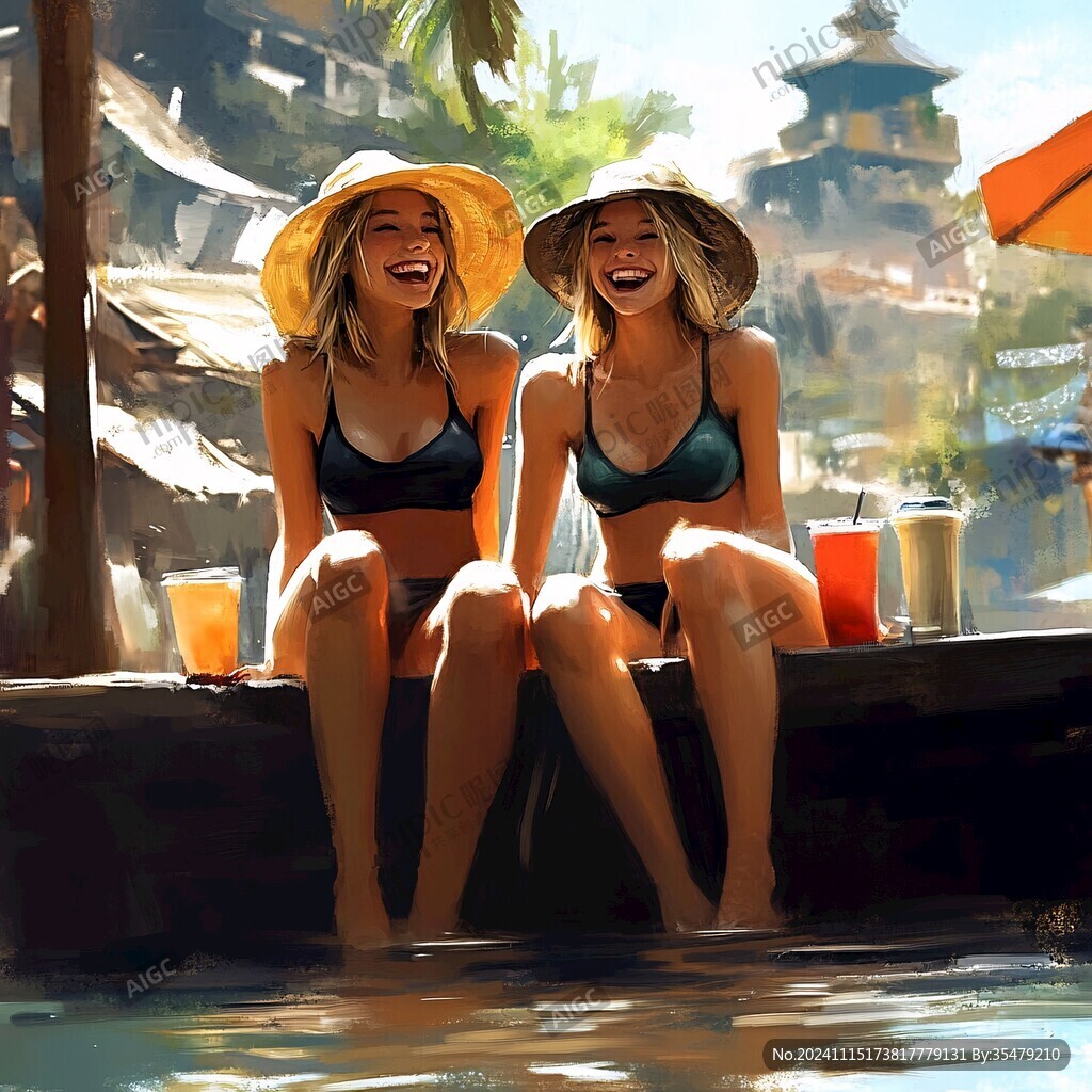 泳衣美女手繪