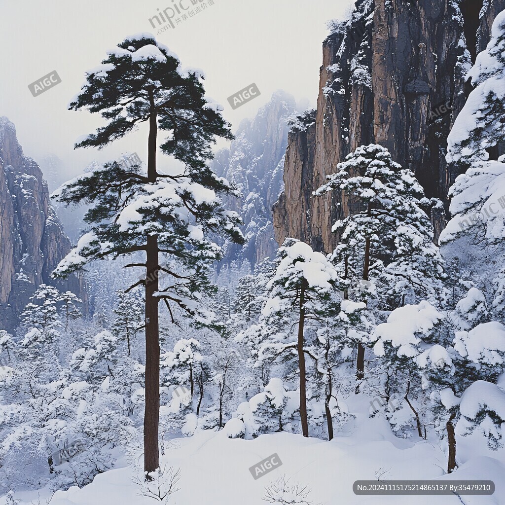 雪后迎客松