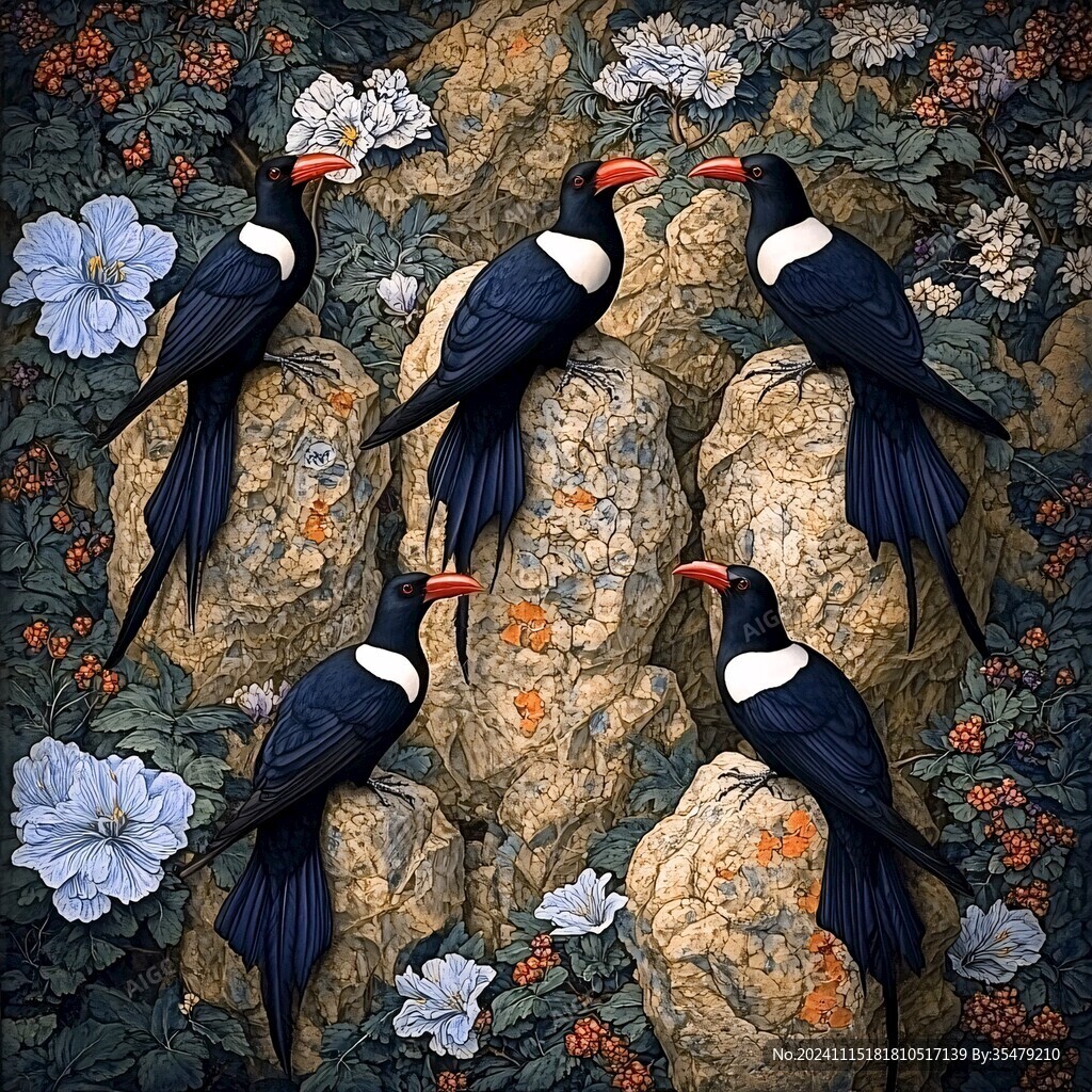 3d立體浮雕花鳥