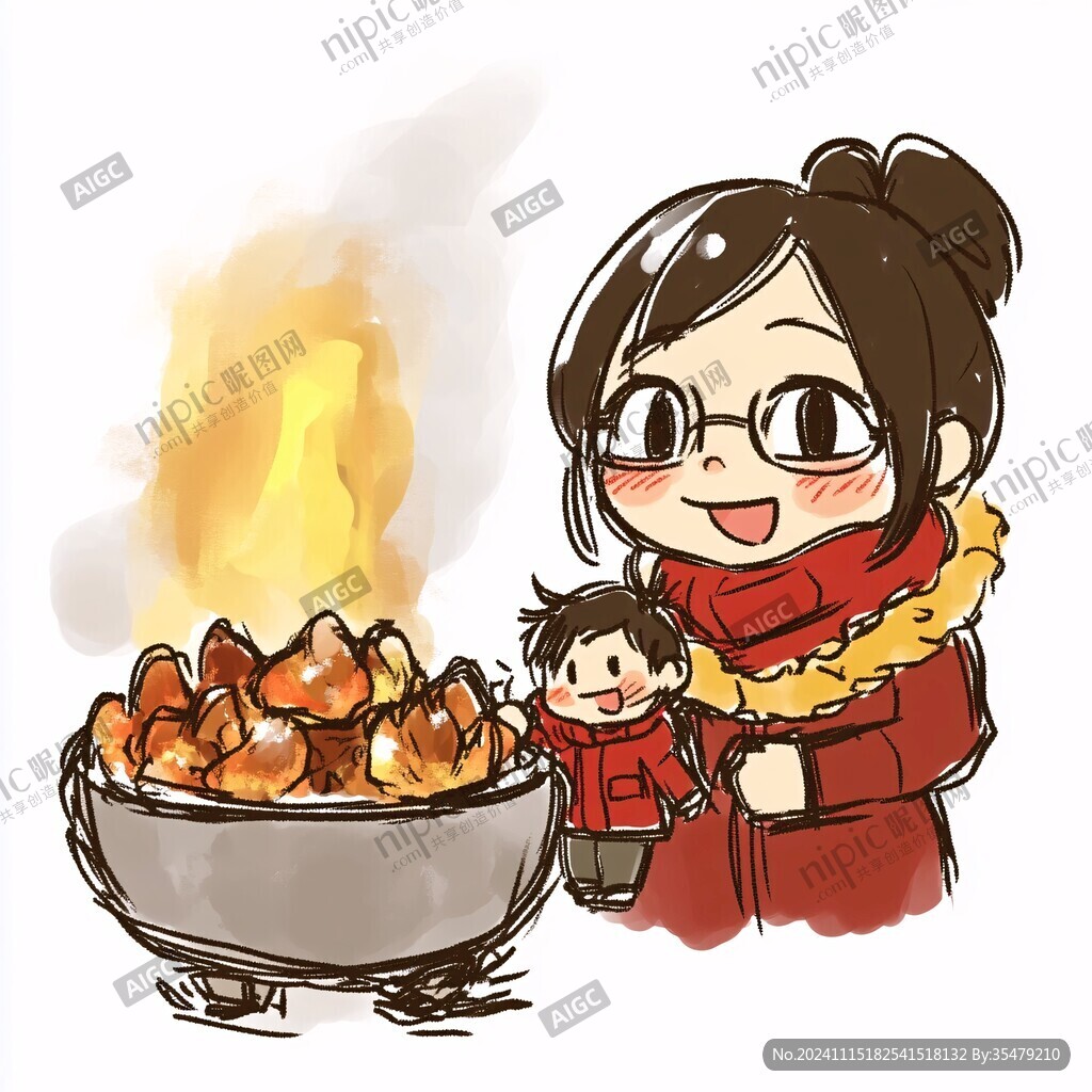 糖炒板栗插畫