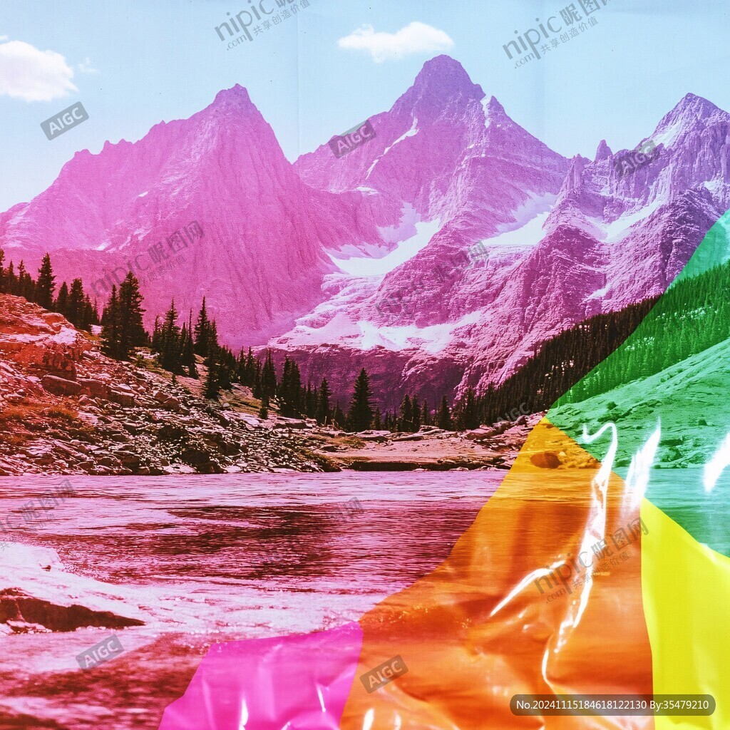 彩色絢麗山水背景