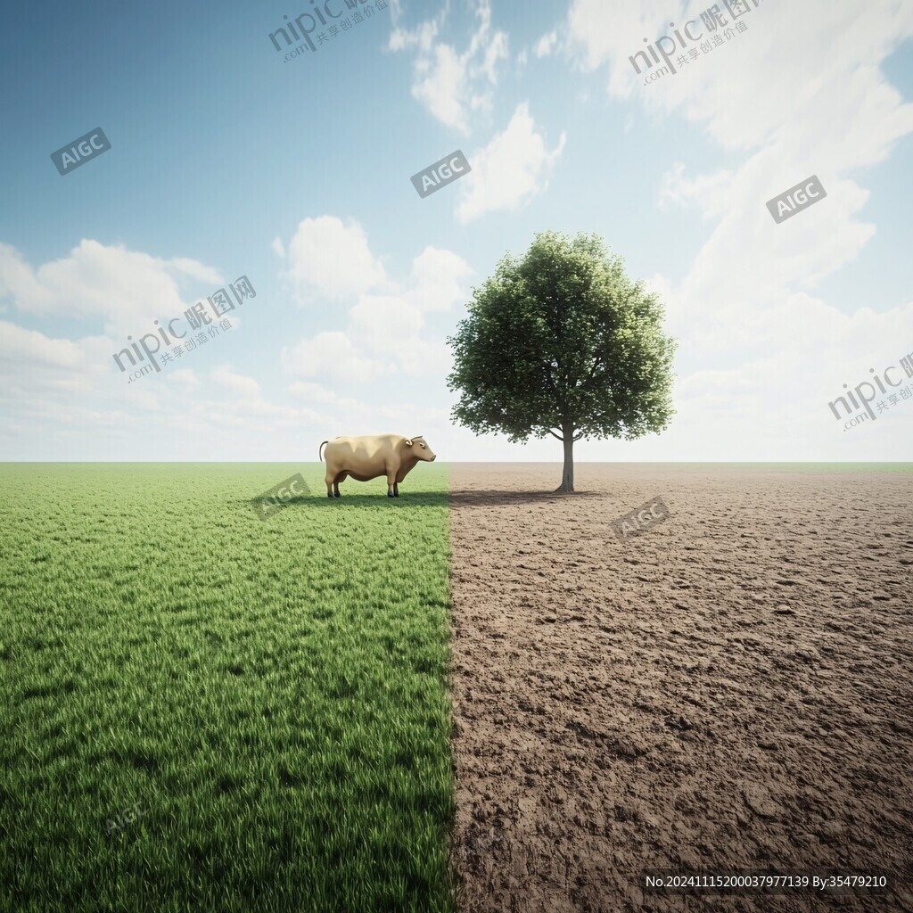 草原上樹下的牛