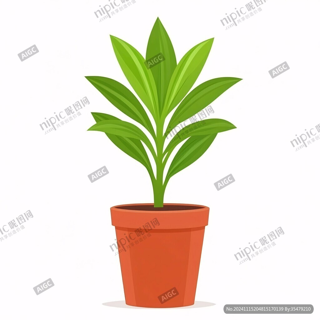 綠色盆栽插畫元素
