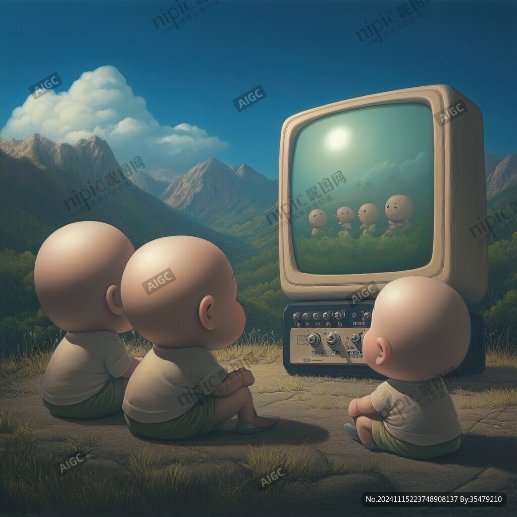 看電視插畫