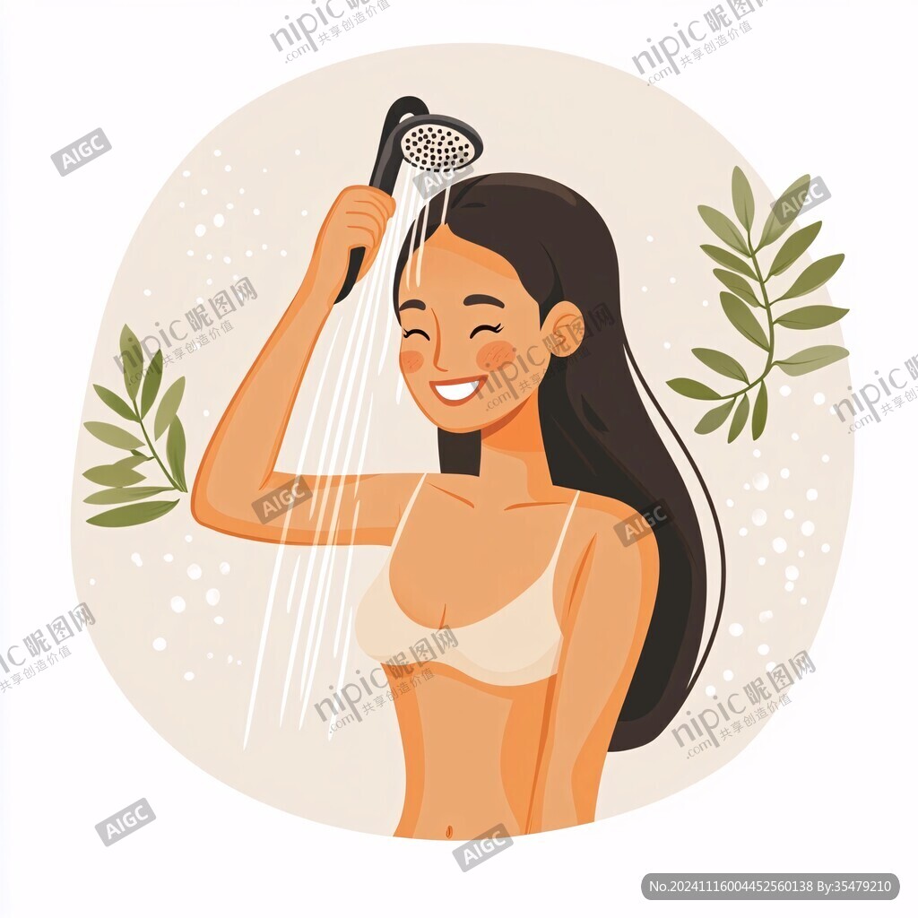 洗頭女插畫