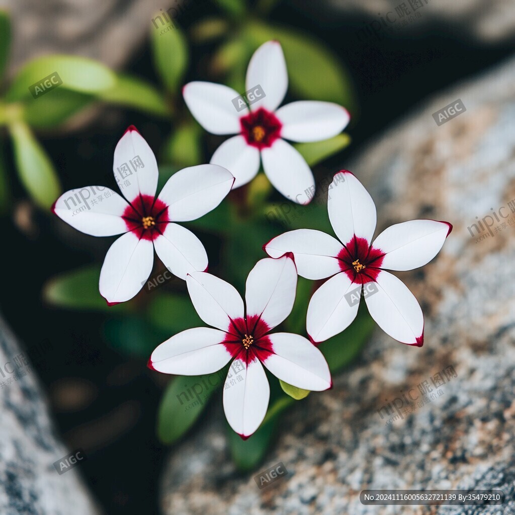 巖石上的小紅花