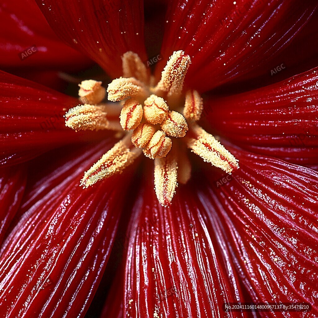 紅色瓜葉菊花蕊