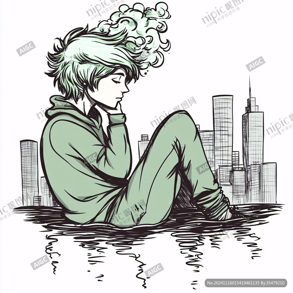 坐在地上的少年