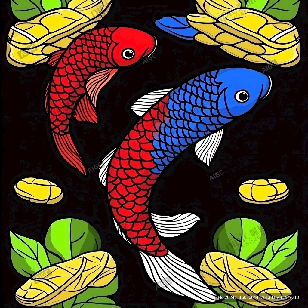 創(chuàng)意卡通鯉魚(yú)圖案
