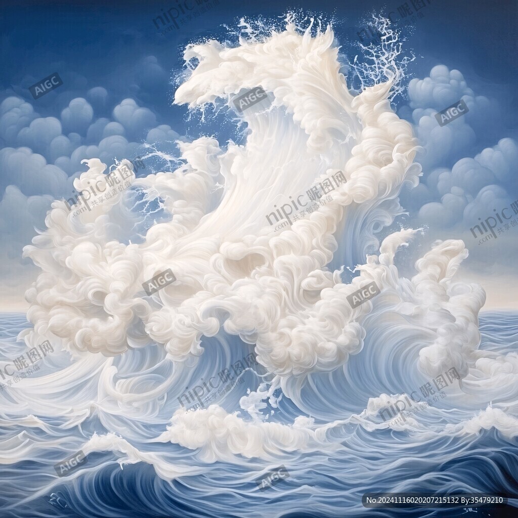 如意云紋藍(lán)色海浪