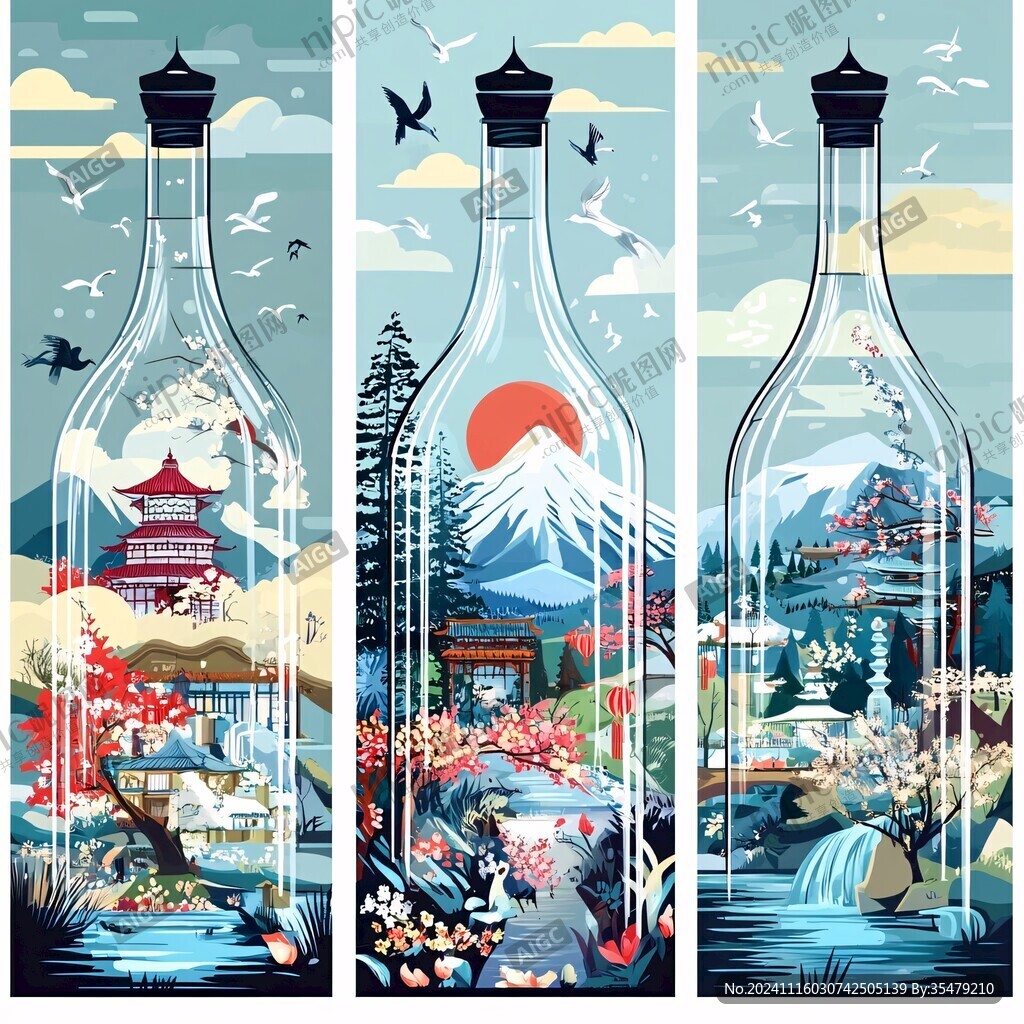 白酒包裝插畫