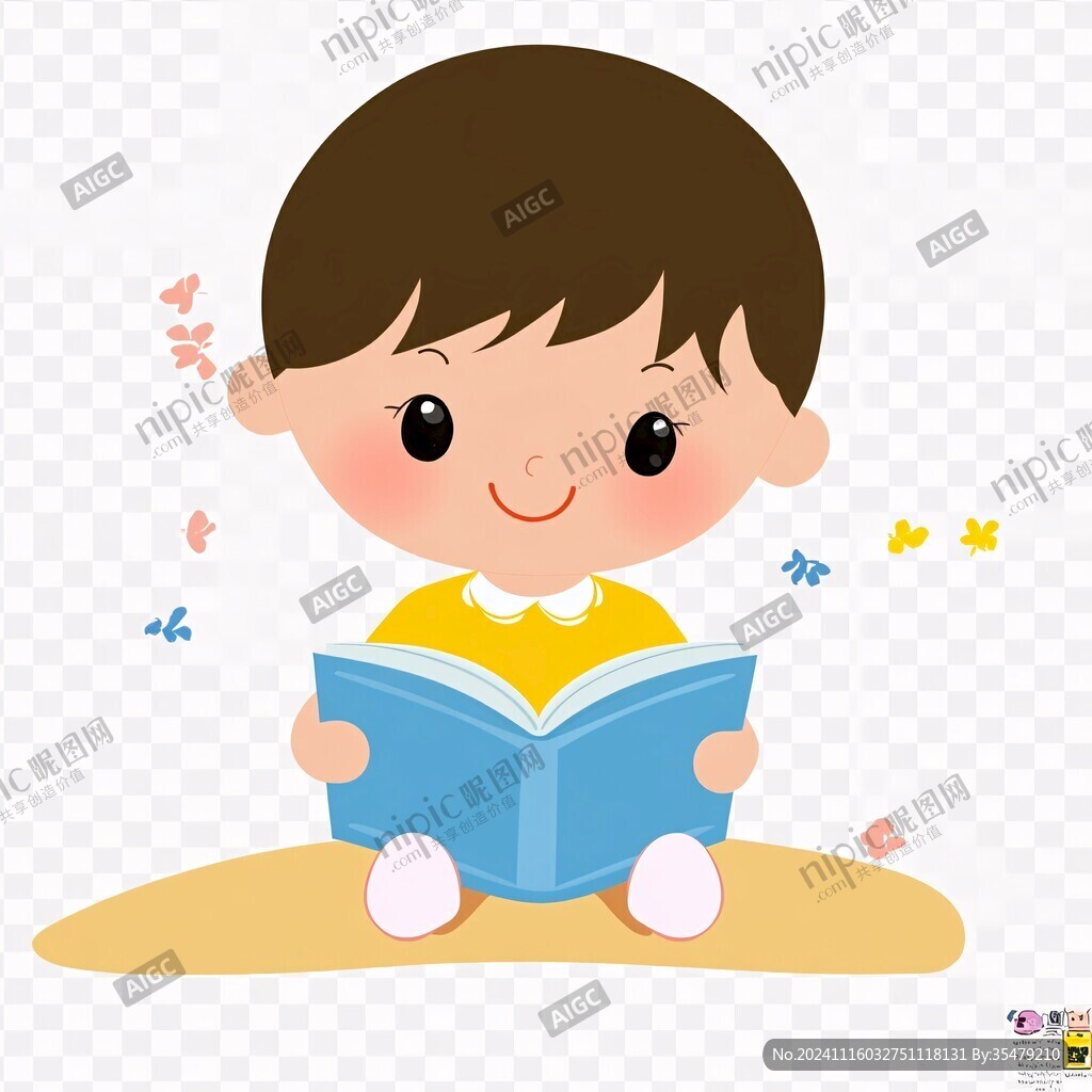 卡通讀書小孩