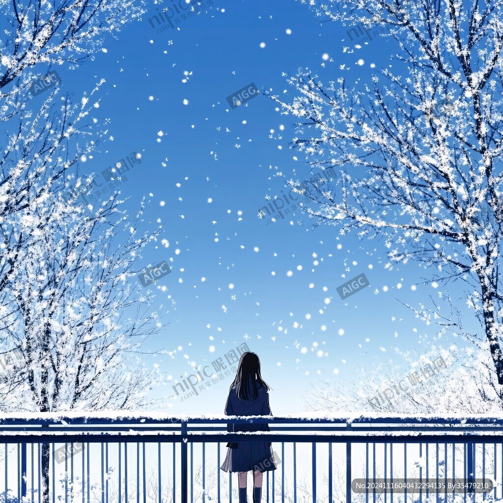 看著雪的女人
